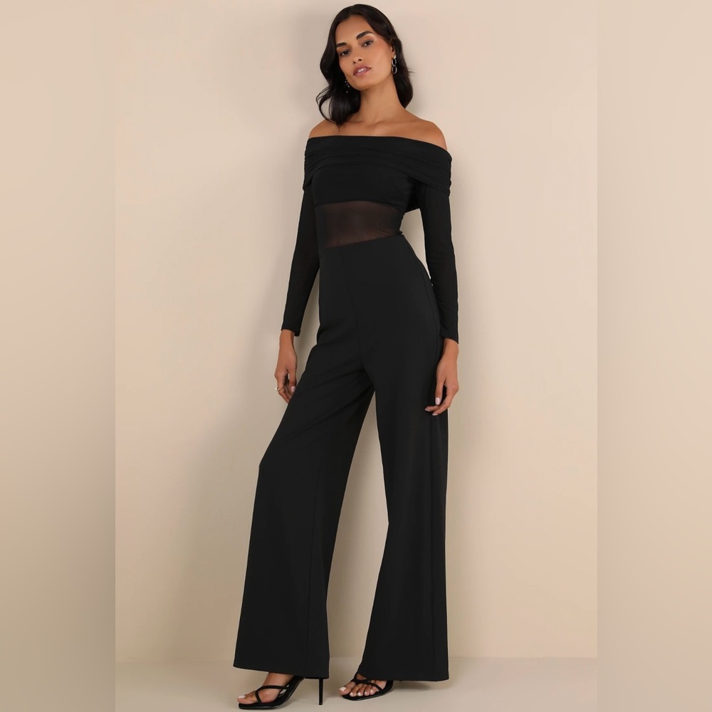 Lulu's Chic Black Off-Shoulder Jumpsuit